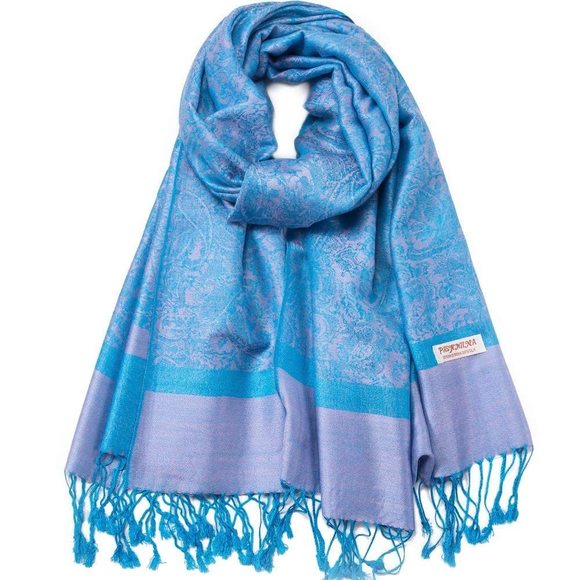 Paisley Scarf Shawl Jacquard Wrap Stole Two Tones Vintage Soft Lightweight🦏 - Picture 2 of 6